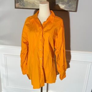 LOFT 100% Cotton Poplin Button Down Orange Shirt